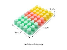 Molde silicona 40 corazones grandes tricolor